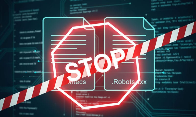 Conceptual diagram showing a warning sign over the .htaccess and wp-config files, symbolizing high-risk code configuration errors.