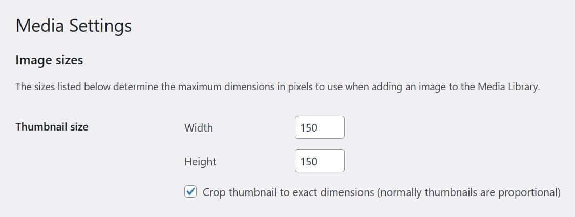 WordPress Media Settings