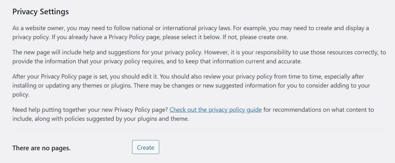 WordPress Privacy Settings