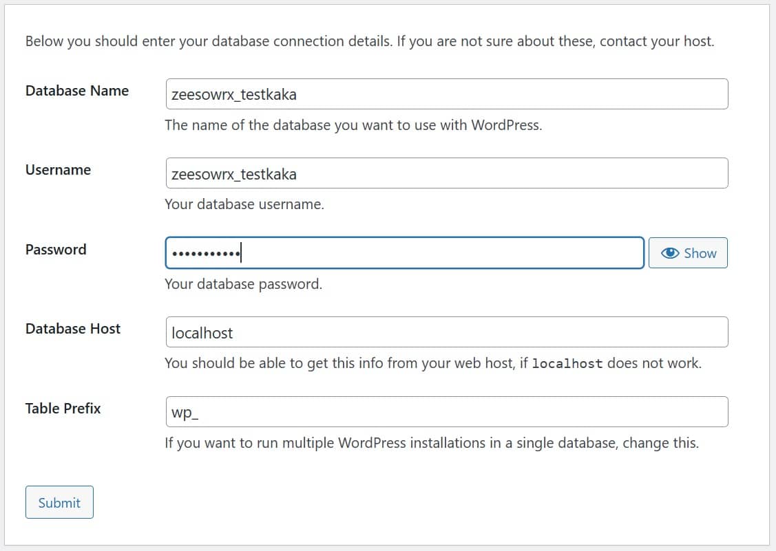 wordpress installation wizard